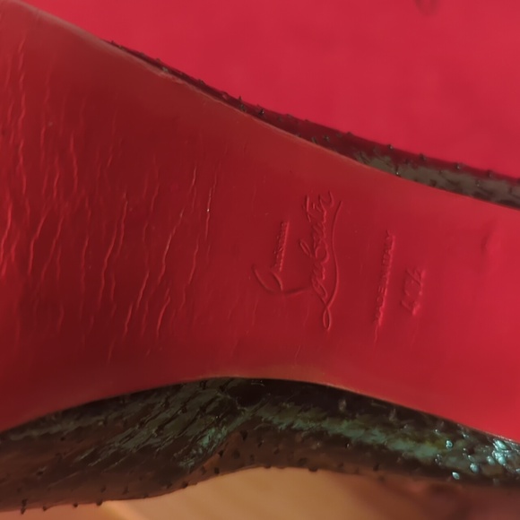Black snake skin peek toe size 10 Red Bottom - Picture 16 of 17